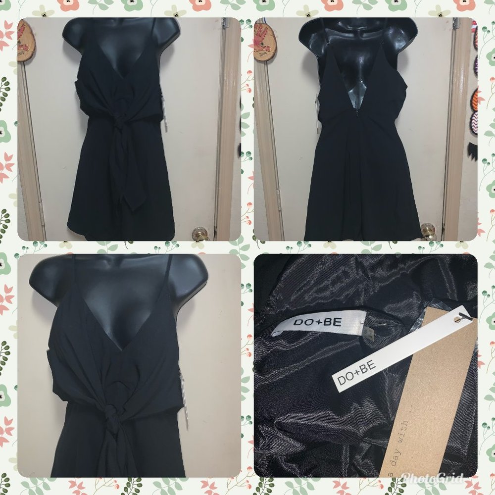 Do + Be Collection Mini Dress SZ S BLACK TIE-FRONT
